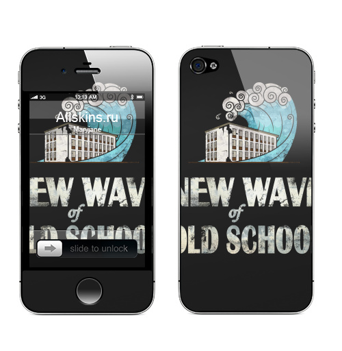 Наклейка на Телефон Apple iPhone 4S, 4 Новая Волна Старой Школы,  купить в Москве – интернет-магазин Allskins, надписи на английском, вейв, олдскулл, скул, школа, морская, NY, надписи