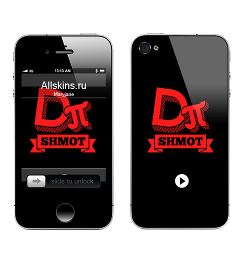 Наклейка на Телефон Apple iPhone 4S, 4 DIPI Shmot,  купить в Москве – интернет-магазин Allskins, черно-белое, музыка, типографика, надписи, логотип, надписи на английском