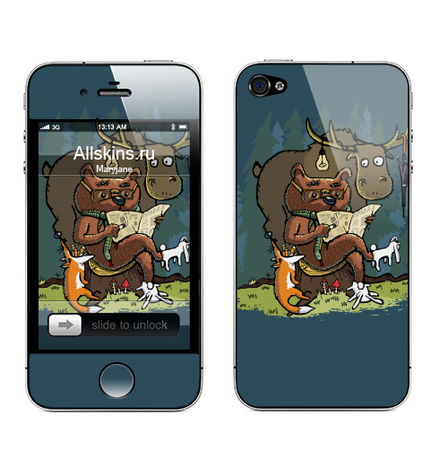 Наклейка на Телефон Apple iPhone 4S, 4 Михалыч вернулся!,  купить в Москве – интернет-магазин Allskins, милые животные, медведь, лес, животные, прикол