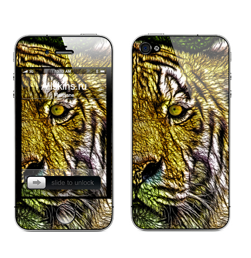 Наклейка на Телефон Apple iPhone 4S, 4 MyCharacter,  купить в Москве – интернет-магазин Allskins, тигры