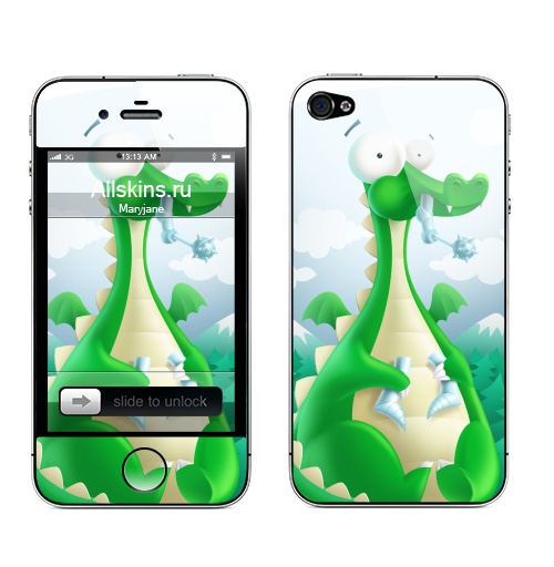 Наклейка на Телефон Apple iPhone 4S, 4 Какой рыцарь?,  купить в Москве – интернет-магазин Allskins, женские, для_влюбленных, сказки, рыцарь, дракон, графика, жизнь, любовь, животные, динозавры