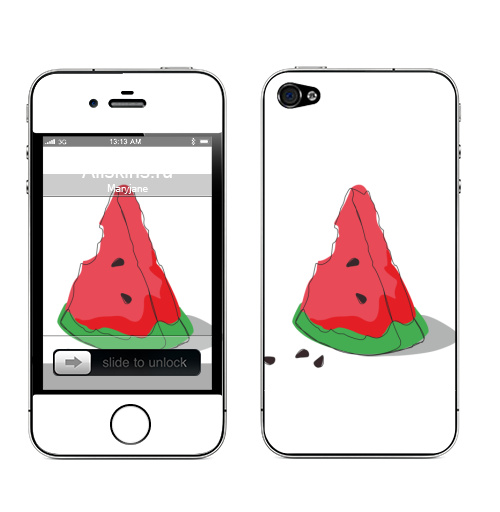 Наклейка на Телефон Apple iPhone 4S, 4 Арбузик,  купить в Москве – интернет-магазин Allskins, watermelon