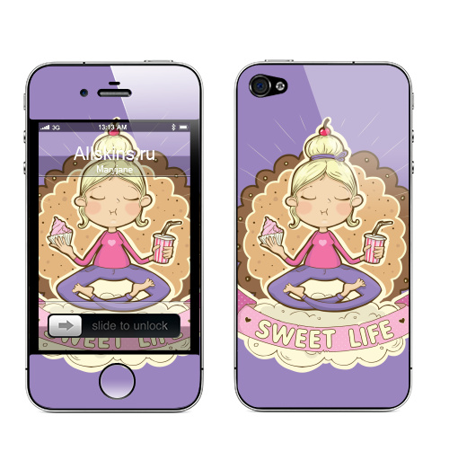 Наклейка на Телефон Apple iPhone 4S, 4 Sweet ,  купить в Москве – интернет-магазин Allskins, розовый, сладости, детские