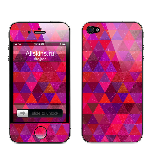 Наклейка на Телефон Apple iPhone 4S, 4 Треугольные треугольнички,  купить в Москве – интернет-магазин Allskins, треугольники, хипстер, паттерн, абстракция, ретро, красный