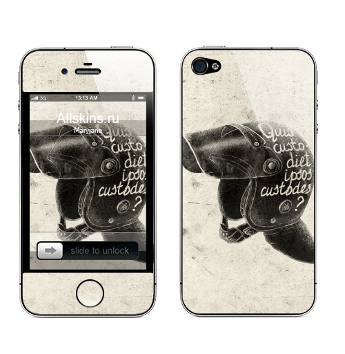 Наклейка на Телефон Apple iPhone 4S, 4 Кто устережёт самих сторожей,  купить в Москве – интернет-магазин Allskins, свобода, цитаты, защита, шлем, ОМОН, amnesty
