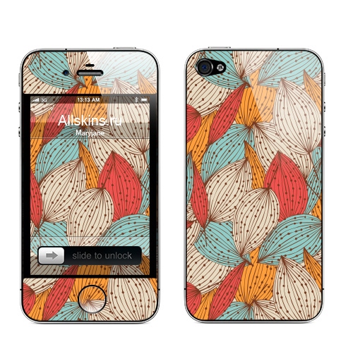 Наклейка на Телефон Apple iPhone 4S, 4 Осенняя романтика,  купить в Москве – интернет-магазин Allskins, графика, лес, листья, осень, паттерн, природа, романтика