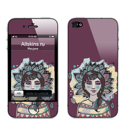 Наклейка на Телефон Apple iPhone 4S, 4 Пёстрый лист,  купить в Москве – интернет-магазин Allskins, девушка, персонажи