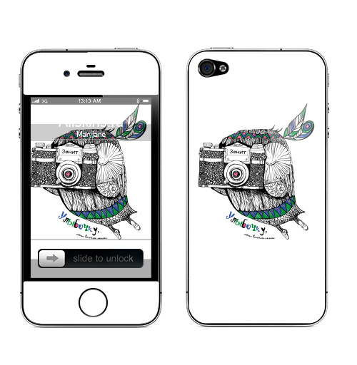 Наклейка на Телефон Apple iPhone 4S, 4 Улыбочку, сейчас вылетит птичка !,  купить в Москве – интернет-магазин Allskins, фотоаппарат, зенит, сова, улыбка, плакат