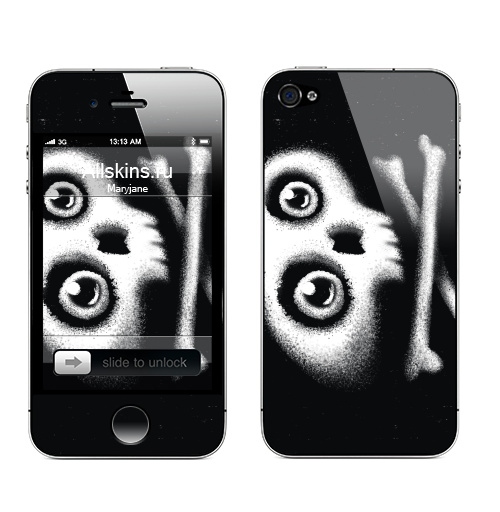 Наклейка на Телефон Apple iPhone 4S, 4 Skull & bones,  купить в Москве – интернет-магазин Allskins, хэллоуин, череп