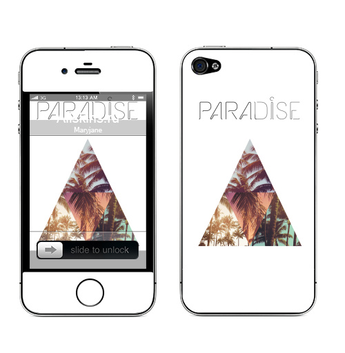 Наклейка на Телефон Apple iPhone 4S, 4 Paradise,  купить в Москве – интернет-магазин Allskins, треугольник, абстракция, природа, рай, хипстер, пальмы, текстура