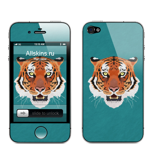 Наклейка на Телефон Apple iPhone 4S, 4 Hunter's eyes,  купить в Москве – интернет-магазин Allskins, животные, тигры, глаз, лес, охота, хищник