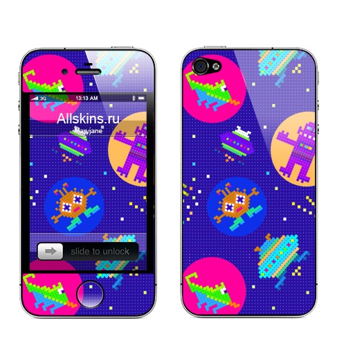 Наклейка на Телефон Apple iPhone 4S, 4 Добрый космос,  купить в Москве – интернет-магазин Allskins, космос, еда, звезда, гики, метеорит, летающая, астероид