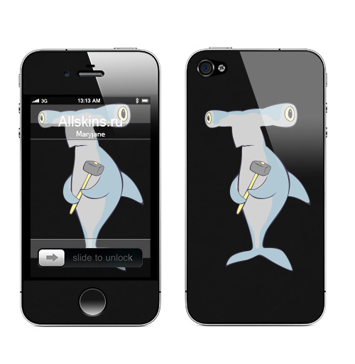 Наклейка на Телефон Apple iPhone 4S, 4 Hammerhead,  купить в Москве – интернет-магазин Allskins, монстры, рыба, акула, вода, морская, океаны