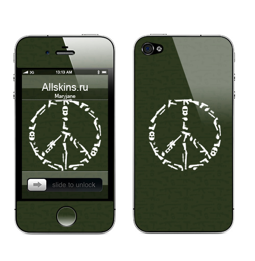Наклейка на Телефон Apple iPhone 4S, 4 СКАЖИ НЕТ ВОЙНЕ,  купить в Москве – интернет-магазин Allskins, антивоенные, нет войне, военные, мир, нож, оружие, пацифика, ружьё, пис