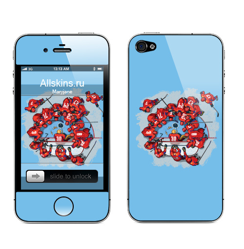 Наклейка на Телефон Apple iPhone 4S, 4 Рыбалка с шайбой,  купить в Москве – интернет-магазин Allskins, прикол, рыба, хоккей, спорт