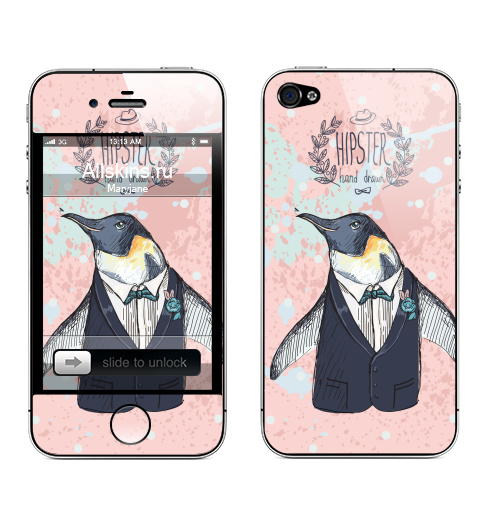 Наклейка на Телефон Apple iPhone 4S, 4 Торжественный,  купить в Москве – интернет-магазин Allskins, животные, любовь, позитив, морская, персонажи, пингвин, птицы, хипстер, костюм