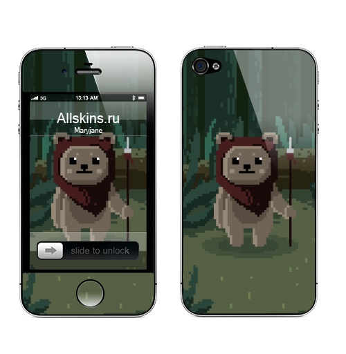 Наклейка на Телефон Apple iPhone 4S, 4 Евок,  купить в Москве – интернет-магазин Allskins, пиксель арт, эвок, гики, медведь
