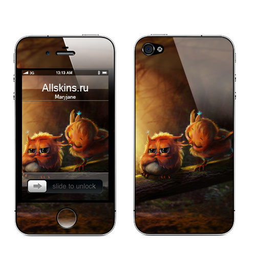 Наклейка на Телефон Apple iPhone 4S, 4 Не дуйся,  купить в Москве – интернет-магазин Allskins, прогулка, пикник, животные, любовь, радость, сова