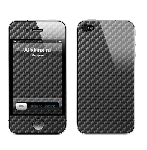 Наклейка на Телефон Apple iPhone 4S, 4 Carbon Fiber Texture,  купить в Москве – интернет-магазин Allskins, крабон, текстура, 300 Лучших работ