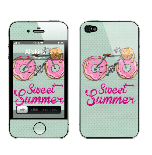 Наклейка на Телефон Apple iPhone 4S, 4 Ах, лето,  купить в Москве – интернет-магазин Allskins, велосипед, лето