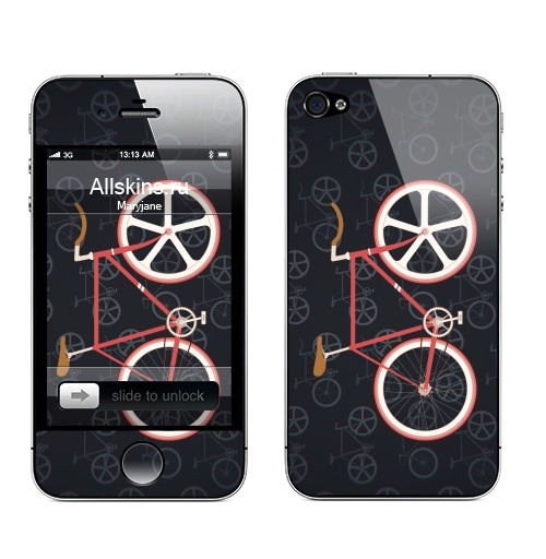 Наклейка на Телефон Apple iPhone 4S, 4 Велик,  купить в Москве – интернет-магазин Allskins, велосипед, лето, черный