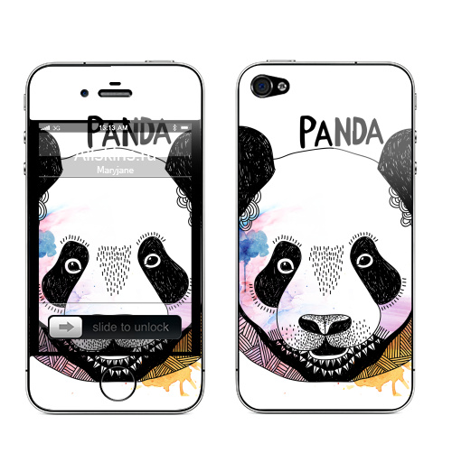 Наклейка на Телефон Apple iPhone 4S, 4 Панда. графика,  купить в Москве – интернет-магазин Allskins, животные, панда, графика, акварель