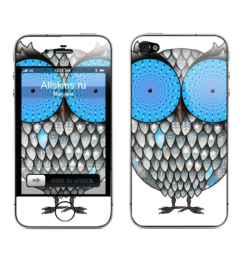 Наклейка на Телефон Apple iPhone 4S, 4 Сова-гипнотизер ,  купить в Москве – интернет-магазин Allskins, сова, птицы