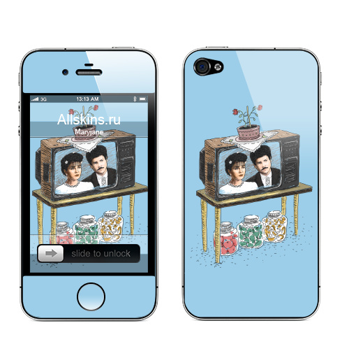 Наклейка на Телефон Apple iPhone 4S, 4 Мыльная опера,  купить в Москве – интернет-магазин Allskins, телевизор, сериал, кино, еда, прикол, бабушка, иллюстация