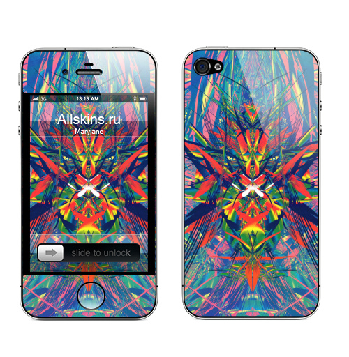 Наклейка на Телефон Apple iPhone 4S, 4 Парррр,  купить в Москве – интернет-магазин Allskins, фракталы, абстракция, голубой