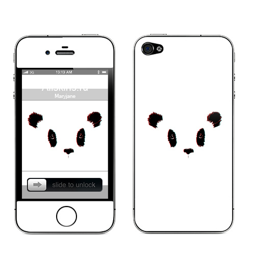 Наклейка на Телефон Apple iPhone 4S, 4 3Д Панда,  купить в Москве – интернет-магазин Allskins, эко, животные, панда, черно-белое