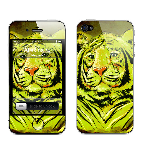 Наклейка на Телефон Apple iPhone 4S, 4 Тигры,  купить в Москве – интернет-магазин Allskins, животные, тигры