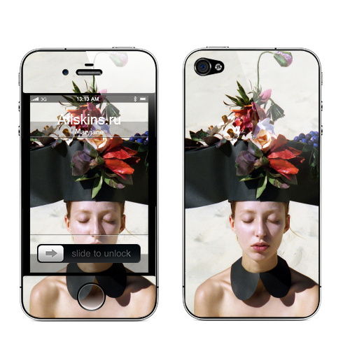 Наклейка на Телефон Apple iPhone 4S, 4 Цветочница,  купить в Москве – интернет-магазин Allskins, фотография, отдых, девушка, красота, цветы, сюрреализм