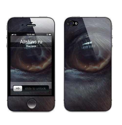 Наклейка на Телефон Apple iPhone 4S, 4 Хармони,  купить в Москве – интернет-магазин Allskins, лошадь, глаз, девушка, животные, портреты