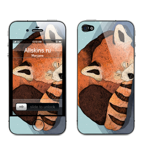 Наклейка на Телефон Apple iPhone 4S, 4 Малая Панда,  купить в Москве – интернет-магазин Allskins, панда, оранжевый