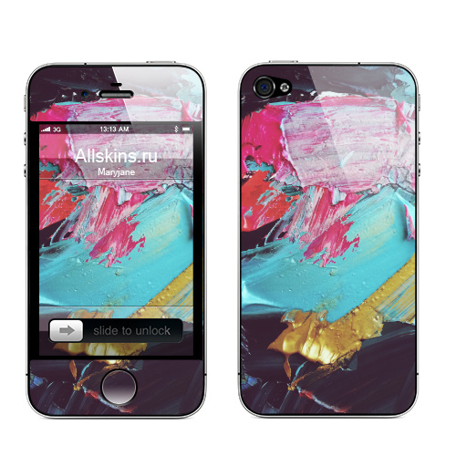 Наклейка на Телефон Apple iPhone 4S, 4 Масляные краски,  купить в Москве – интернет-магазин Allskins, краски, масло, разноцветный, гуашь, золото
