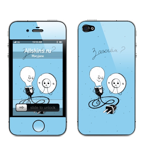 Наклейка на Телефон Apple iPhone 4S, 4 Зажгём,  купить в Москве – интернет-магазин Allskins, черный, для влюбленных, любовь, прикол, лампа