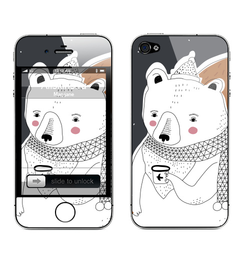 Наклейка на Телефон Apple iPhone 4S, 4 Большая медведица,  купить в Москве – интернет-магазин Allskins, медведь, животные