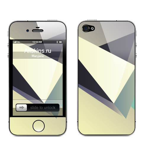 Наклейка на Телефон Apple iPhone 4S, 4 Вариация реальности,  купить в Москве – интернет-магазин Allskins, плоскости, квадрат, композиция, контраст, углы, угол, желтый, абстракция, реальность