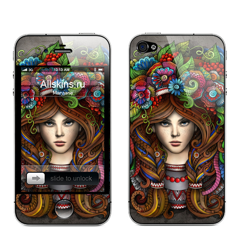Наклейка на Телефон Apple iPhone 4S, 4 Я украинка,  купить в Москве – интернет-магазин Allskins, мода, волосы, девушка, украина, портреты, цветы, лицо, этно