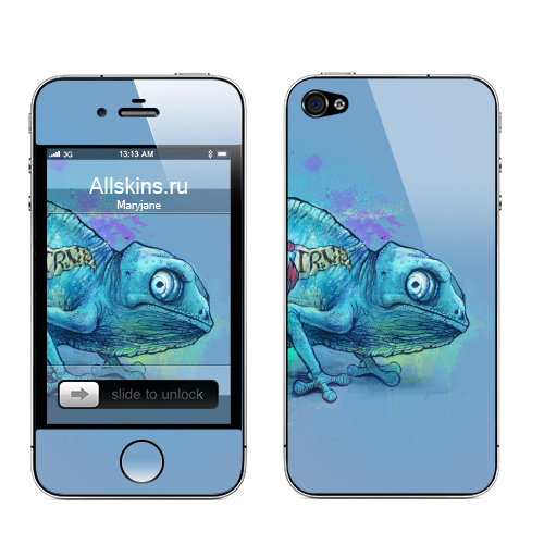 Наклейка на Телефон Apple iPhone 4S, 4 Стэй тру,  купить в Москве – интернет-магазин Allskins, хамелеон, ящерица, круто, татуировки