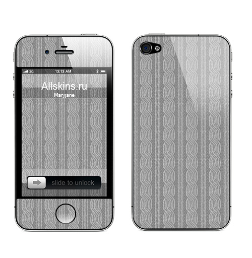 Наклейка на Телефон Apple iPhone 4S, 4 ТЕПЛЫЙ СЕРЫЙ СВИТЕР,  купить в Москве – интернет-магазин Allskins, свитер, теплый, серый, вязаный, шерстяной, зима