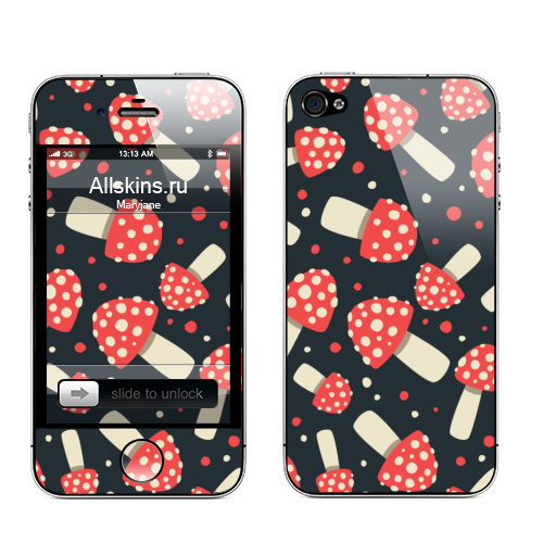 Наклейка на Телефон Apple iPhone 4S, 4 Мухоморный стиль,  купить в Москве – интернет-магазин Allskins, грибы, галлюцинации