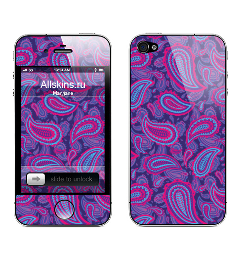 Наклейка на Телефон Apple iPhone 4S, 4 Малиновые огурцы,  купить в Москве – интернет-магазин Allskins, узор, паттерн, огурцы, этно, розовый, фиолетовый