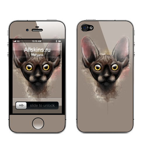 Наклейка на Телефон Apple iPhone 4S, 4 Коша,  купить в Москве – интернет-магазин Allskins, кошка