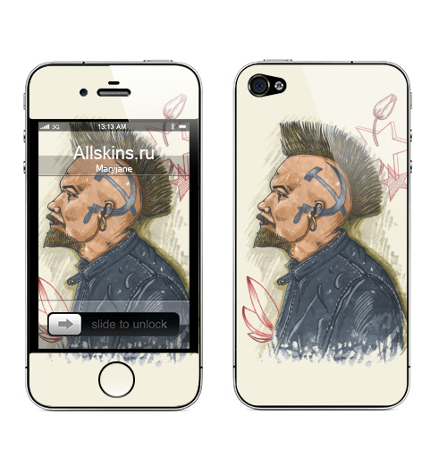 Наклейка на Телефон Apple iPhone 4S, 4 Панкомолот,  купить в Москве – интернет-магазин Allskins, СССР, татуировки, молот, серп, мода, цветы, звезда, панк