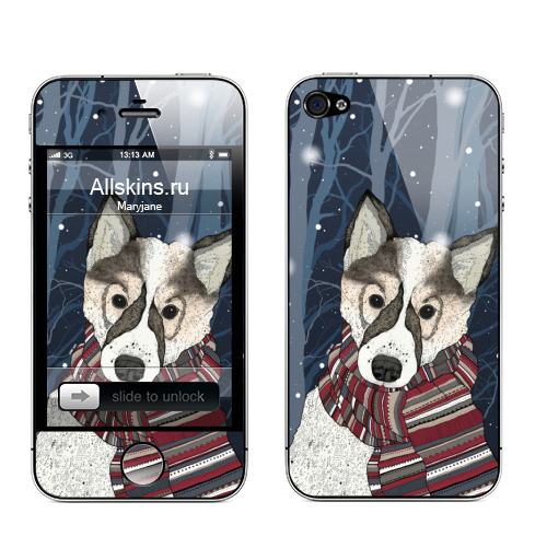 Наклейка на Телефон Apple iPhone 4S, 4 Томислав,  купить в Москве – интернет-магазин Allskins, крутые животные, снег, зима, собаки