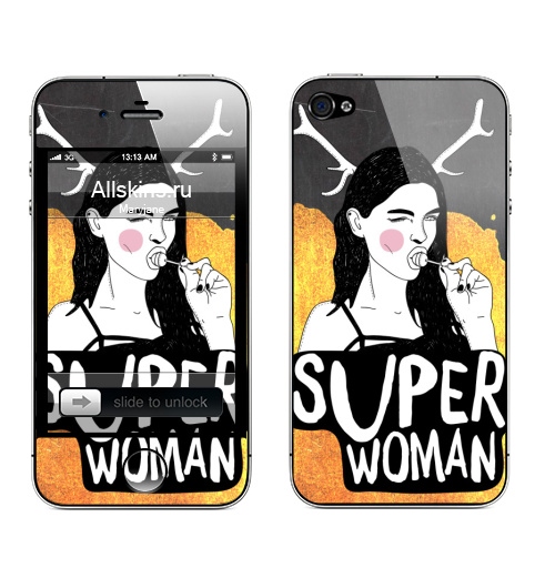 Наклейка на Телефон Apple iPhone 4S, 4 Bad Girl,  купить в Москве – интернет-магазин Allskins, супер, девушка, супермен