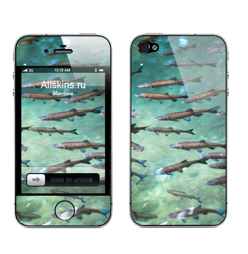 Наклейка на Телефон Apple iPhone 4S, 4 Течение,  купить в Москве – интернет-магазин Allskins, рыба