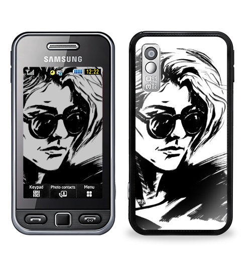 Наклейка на Телефон Samsung GT-S5230 Star Блэк-н-уайт лэйди,  купить в Москве – интернет-магазин Allskins, черный, белый, девушка, волосы, очки