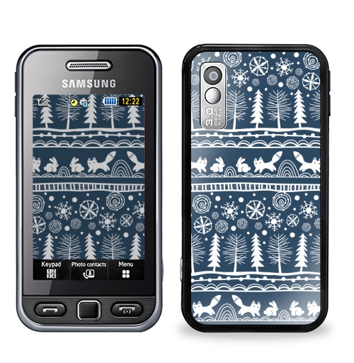 Наклейка на Телефон Samsung GT-S5230 Star Зимний лес,  купить в Москве – интернет-магазин Allskins, зима, лиса, лес, деревья, заяц, забавный, паттерн, снег